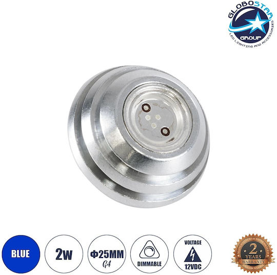 GloboStar LED Bulb 2W for Socket G4 Blue 150lm Dimmable