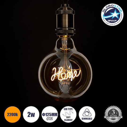 GloboStar LED-Lampe 2.4W 180mm für Fassung E27 und Form G125 Warmes Weiß 204lm Dimmbar