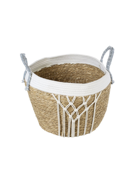 GloboStar Artificial Garden Sardinia Planter Macrame Beige with Stand 25x25x20cm.