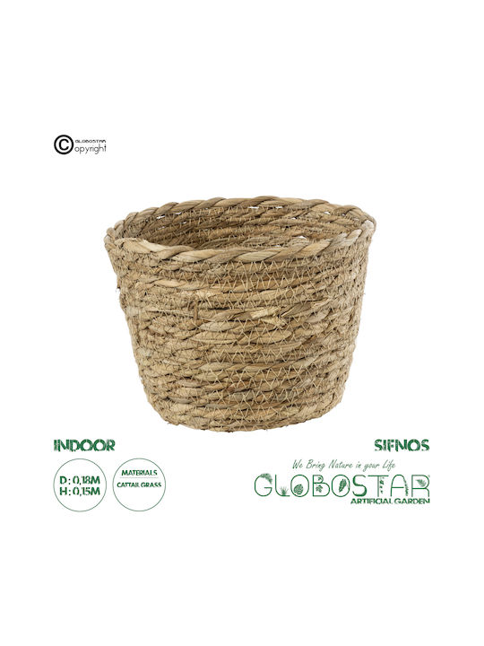 GloboStar SIFNOS Planter Wicker Beige 18x18x15cm.