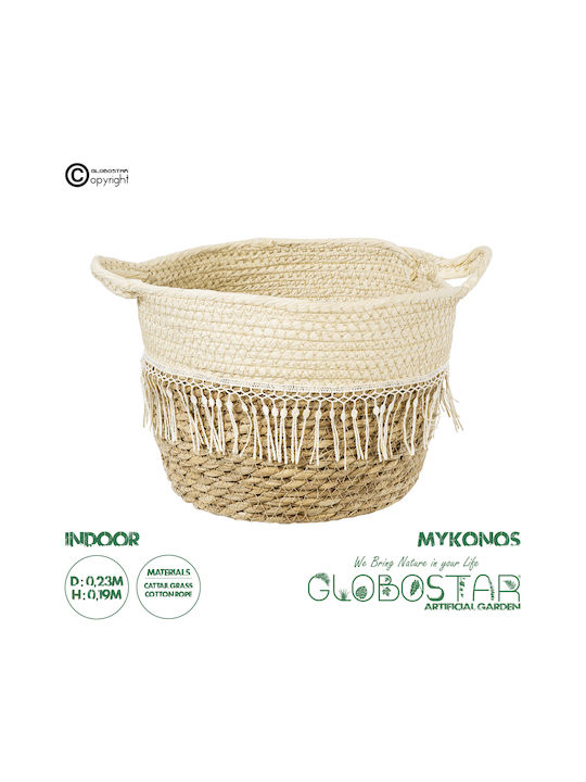GloboStar MYKONOS Übertopf Makramee Beige mit Gestell 25x25x19εκ.
