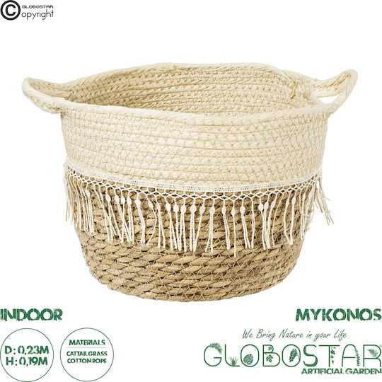 GloboStar MYKONOS Κασπώ Macrame Μπεζ με Βάση 25x25x19εκ.