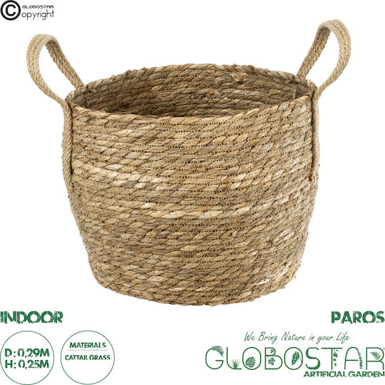 GloboStar PAROS Übertopf Korbweide Beige 29x29x25εκ.