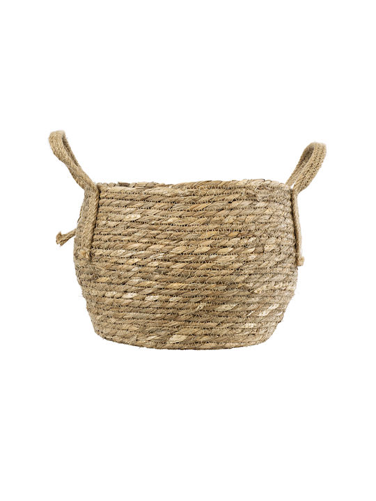 GloboStar PAROS Übertopf Korbweide Beige mit Gestell 24x24x19εκ.