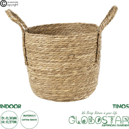 GloboStar TINOS Ghiveci Din paie Bej 30x30x27εκ.