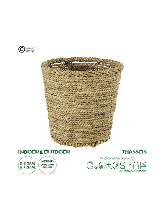 GloboStar Thassos Planter Wicker Beige 26x26x24cm.
