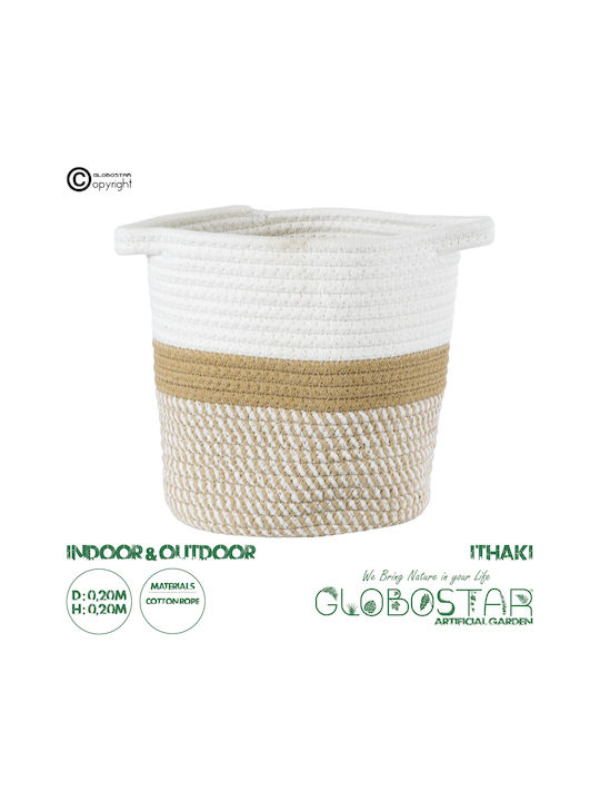 GloboStar Artificial Garden Ithaki Übertopf Rattan Braun mit Gestell 20x20x20εκ.