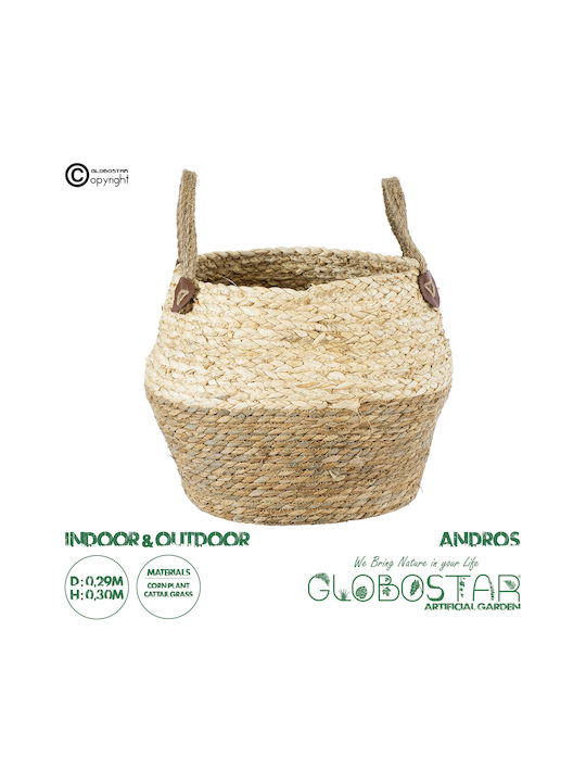GloboStar Andros Κασπώ Ψάθινο Καφέ με Βάση 29x29x30εκ.