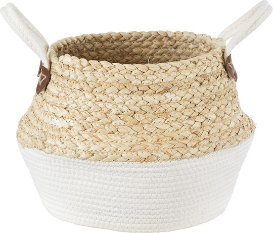 GloboStar Kimolos Planter Wicker Beige with Stand 29x29x30cm.
