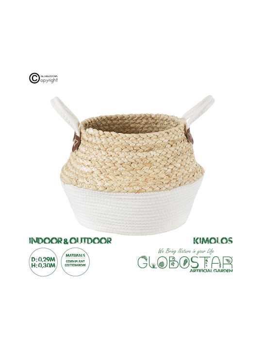 GloboStar Kimolos Κασπώ Ψάθινο Μπεζ με Βάση 29x29x30εκ.