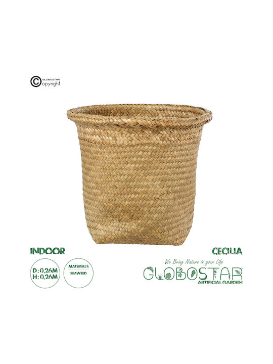 GloboStar Übertopf Korbweide Beige mit Gestell 26x26x26εκ.