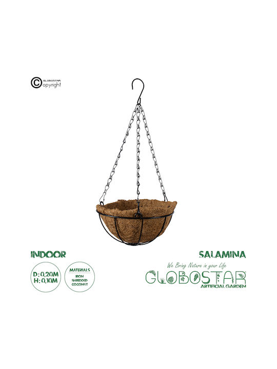 GloboStar Salamina Suspendat Ghiveci Metalic Maro 20x20x10εκ.