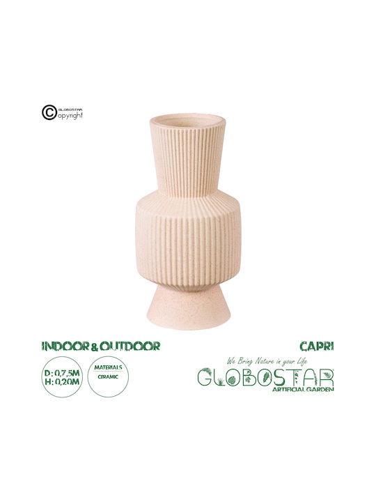 GloboStar Vază Decorativă Din ceramică Capri Bej 7.5x7.5x20cm 1buc