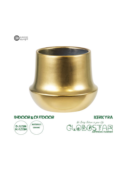 GloboStar Kerkyra Κασπώ Κεραμικό Χρυσό με Βάση 13x13x23εκ.