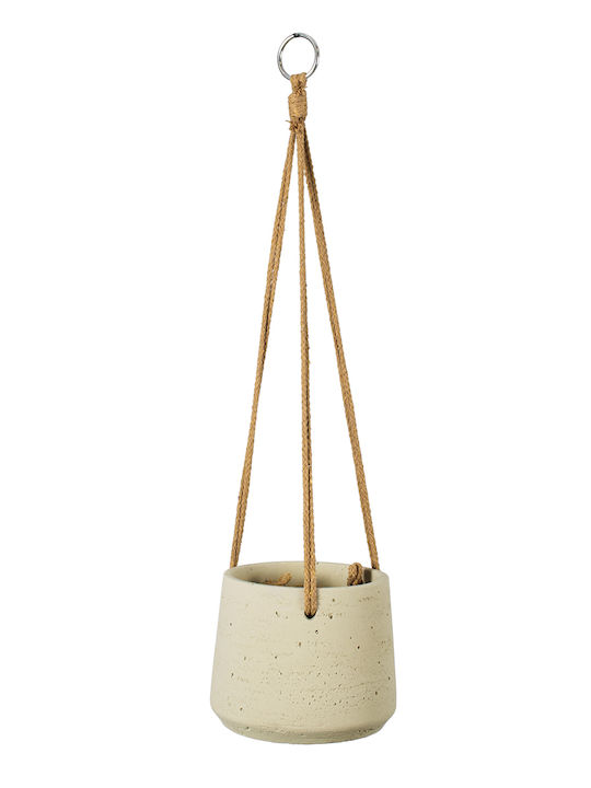 GloboStar Donousa Hanging Planter Ceramic Beige 13.5x13.5x13cm.