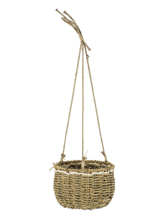 GloboStar Poros Hängend Übertopf Korbweide Beige 20x20x50εκ.