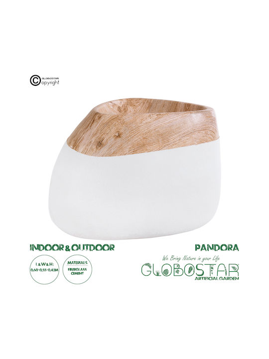 GloboStar Pandora Übertopf Polyester Braun mit Gestell 60x60x43εκ.