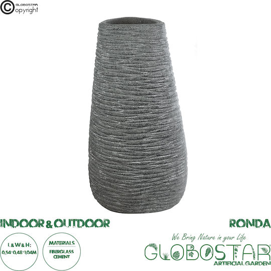 GloboStar Ronda Саксия Полиестер Сив Със стойка 54x54x104εκ.
