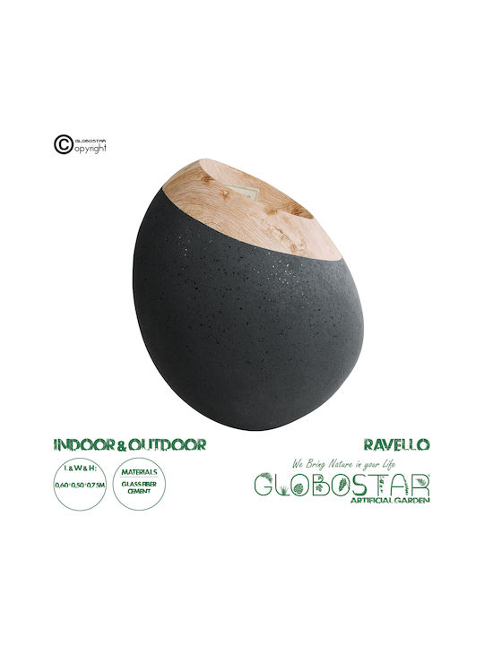 GloboStar Ravello Übertopf Polyester Schwarz 60x60x75εκ.