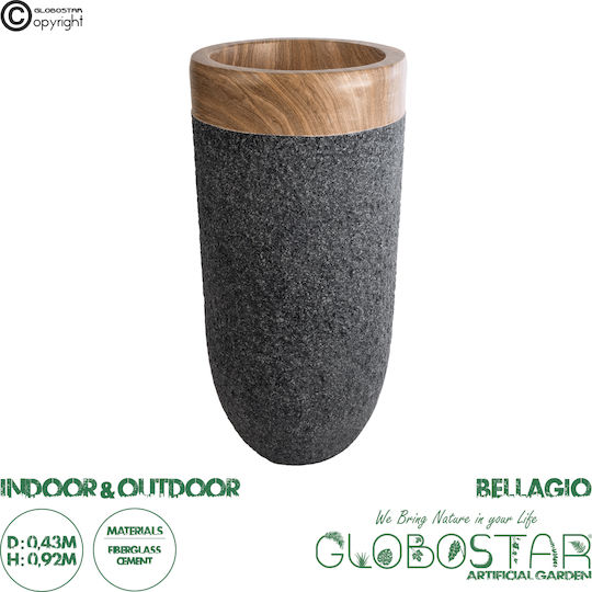 GloboStar Ballagio Κασπώ Πολυεστερικό Μαύρο με Βάση 42x42x91εκ.