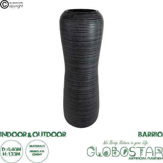 GloboStar Barrio Planter Polyester Black with Stand 40x40x122cm.