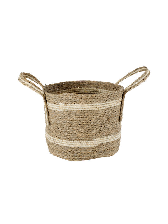 GloboStar Naxos Planter Wicker Beige with Stand 35x35x30cm.