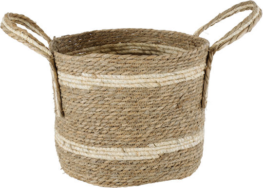 GloboStar Naxos Planter Wicker Beige with Stand 35x35x30cm.