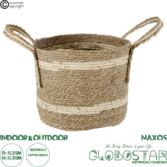 GloboStar Naxos Planter Wicker Beige with Stand 35x35x30cm.