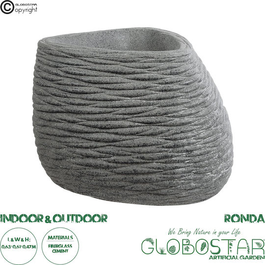 GloboStar Artificial Garden Ronda Саксия Полиестер Сив Със стойка 63x63x47εκ.