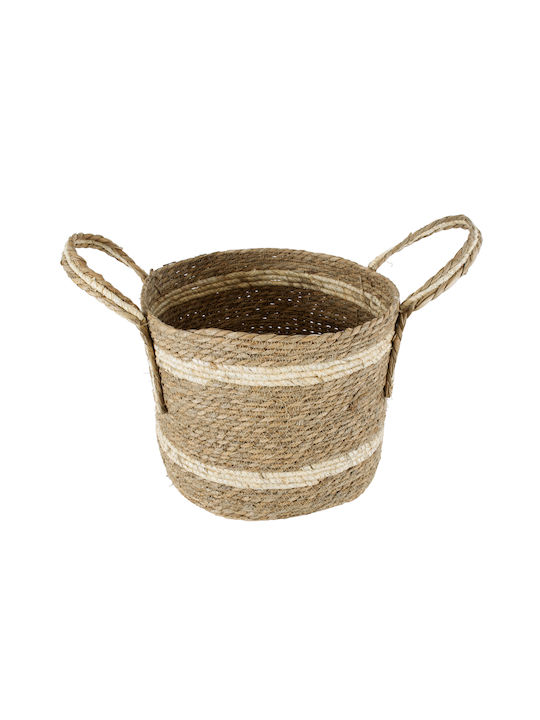 GloboStar Naxos Planter Wicker Beige with Stand 35x35x30cm.