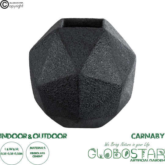 GloboStar Саксия Полиестер Черен Със стойка 38x38x38εκ.