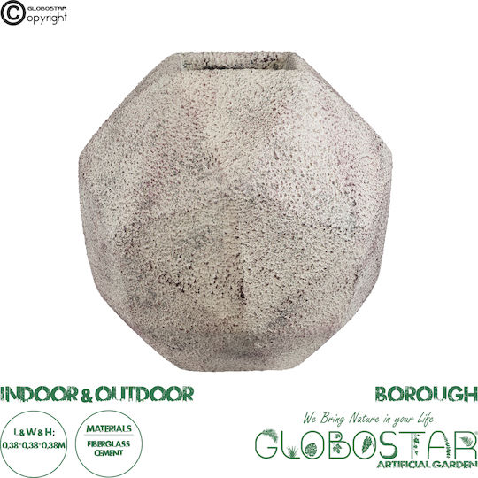 GloboStar Borough Übertopf Polyester Weiß mit Gestell 38x38x38εκ.