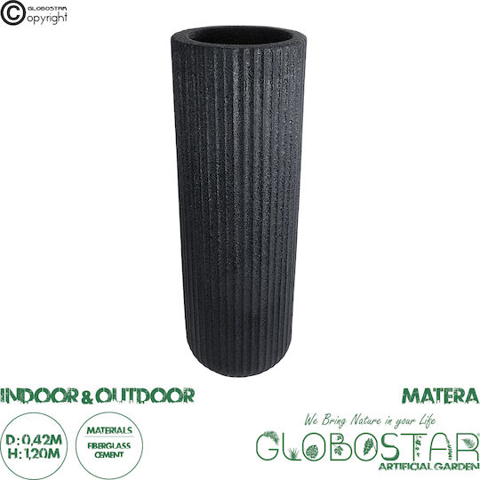GloboStar Matera Саксия Полиестер Черен Със стойка 42x42x120εκ.