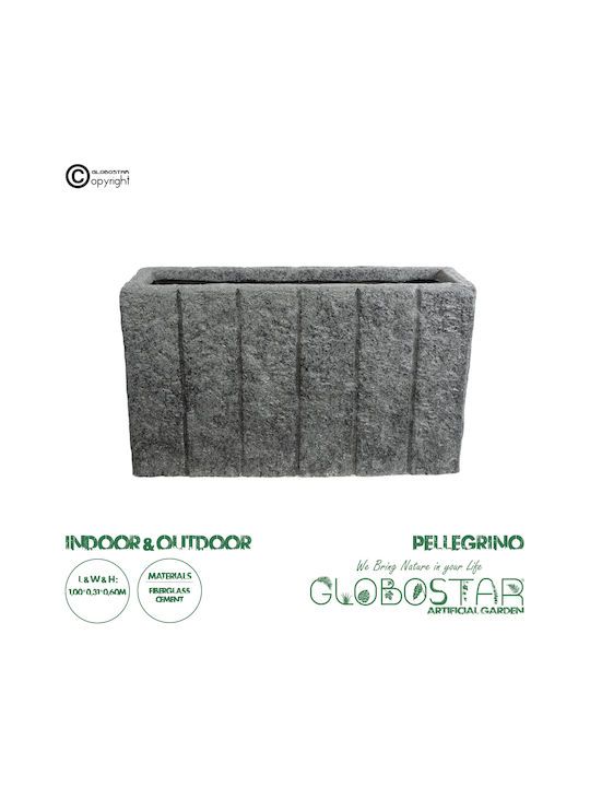 GloboStar Pellegrino Ghiveci Poliester Gri cu suport 100x31x60εκ.