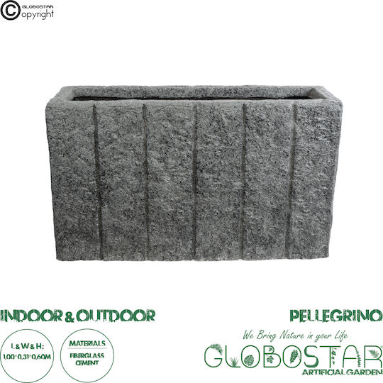 GloboStar Pellegrino Κασπώ Πολυεστερικό Γκρι με Βάση 100x31x60εκ.