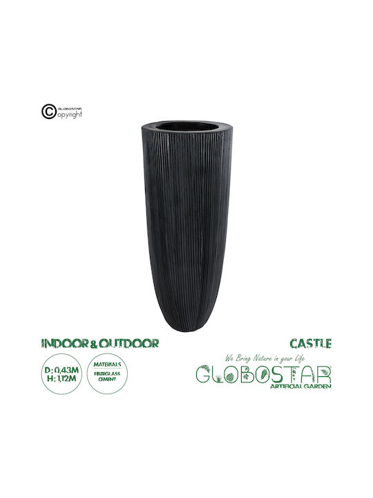 GloboStar Artificial Garden Castle Саксия Полиестер Черен Със стойка 43x43x112εκ.