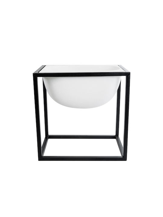 GloboStar Fiori Ghiveci Metalic Alb cu suport 60x60x60εκ.