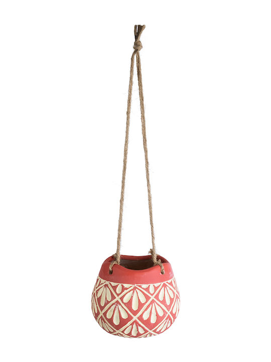 GloboStar Artificial Garden Africa Hängend Übertopf Keramik Rot 14x14x11.5εκ.