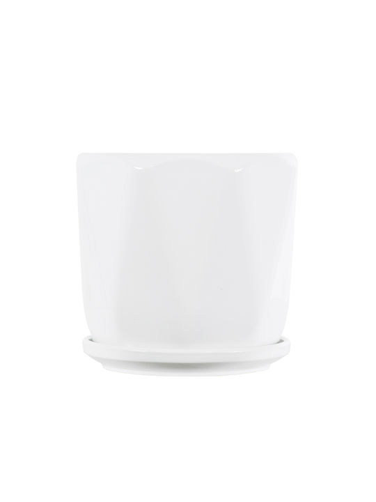 GloboStar Karpathos Planter Ceramic White with Stand 10x10x10cm.