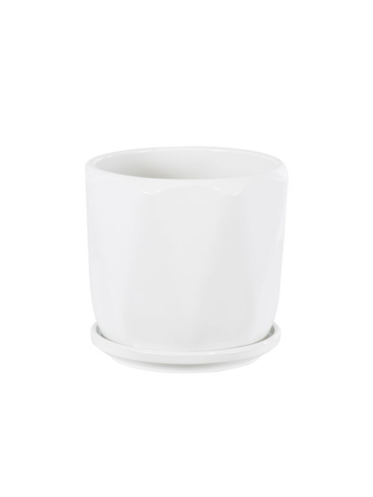GloboStar Karpathos Planter Ceramic White with Stand 10x10x10cm.