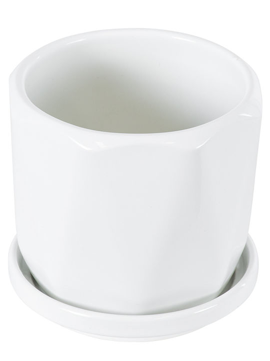 GloboStar Karpathos Planter Ceramic White with Stand 10x10x10cm.