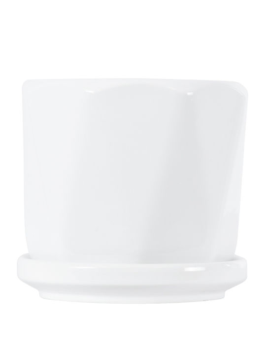 GloboStar Karpathos Planter Ceramic White with Stand 10x10x10cm.
