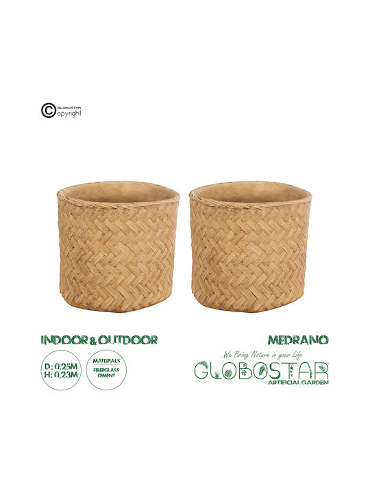 GloboStar Artificial Garden Medrano Planter Polyester Beige with Stand 69x69x23cm.
