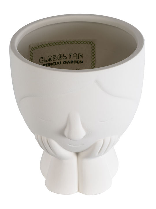 GloboStar Tokyo Planter Ceramic White with Stand 16x16x19cm.