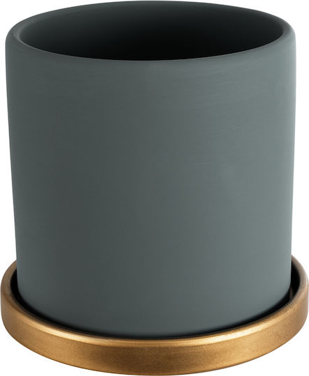 GloboStar Übertopf Keramik Gray mit Gestell 15x15x15εκ.