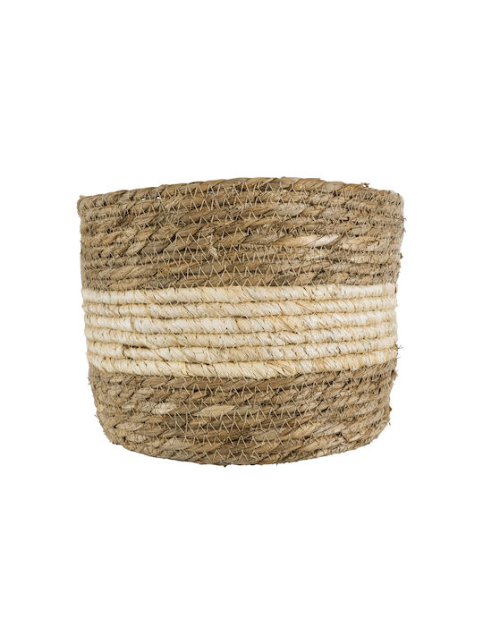GloboStar Kythira Übertopf Rattan Braun mit Gestell 25x25x18εκ.