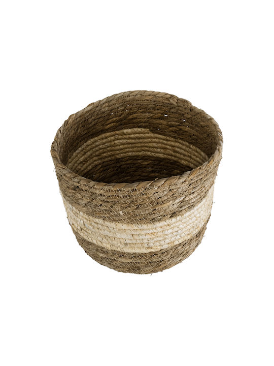GloboStar Kythira Übertopf Rattan Braun mit Gestell 25x25x18εκ.