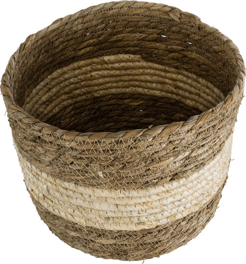 GloboStar Kythira Planter Rattan Brown with Stand 25x25x18cm.