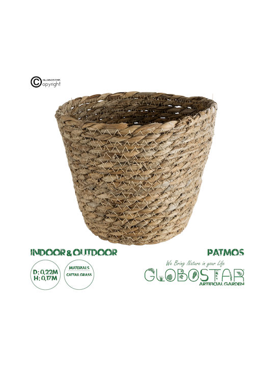 GloboStar Patmos Κασπώ Rattan Καφέ με Βάση 22x22x17εκ.