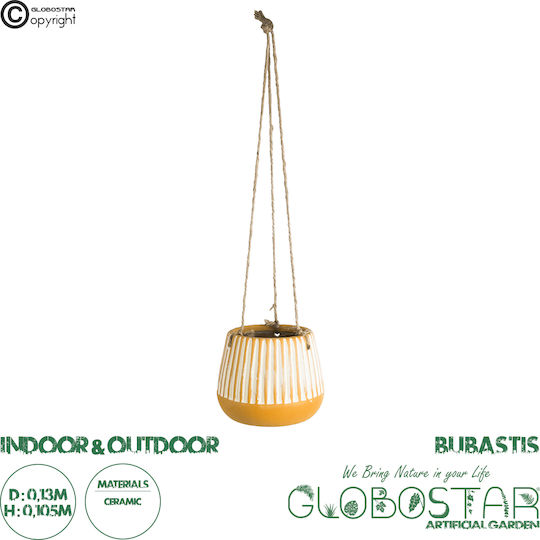 GloboStar Κρεμαστό Κασπώ Κεραμικό Πορτοκαλί 13x13x10.5εκ.